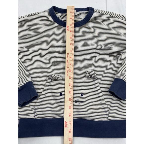 Crewcuts Everyday Navy White Stripe Bunny Face Sweatshirt Size 10 - Picture 3 of 6